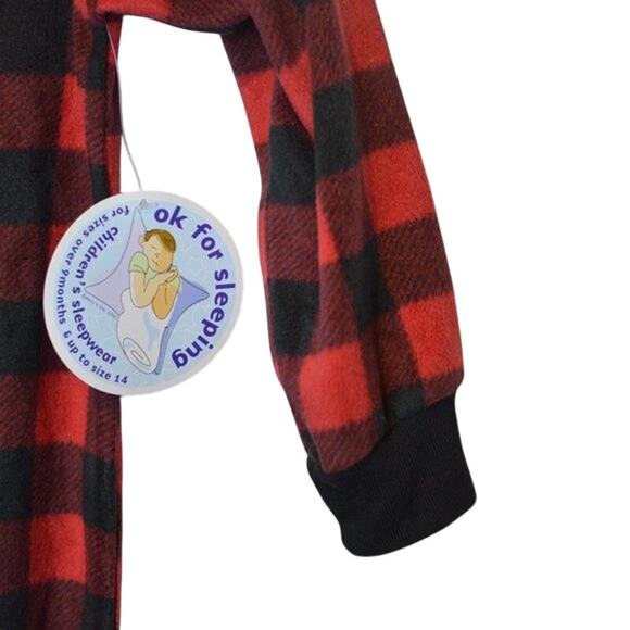 Family Pajamas 1-Piece Kids Red Buffalo Check Pajama - Picture 5 of 7